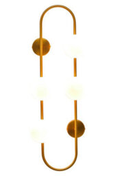 Orsina Four Bulb White Glass Wall Light, Brass Finish Oval Frame Wall Sconce, Minimalist Metal Wall Lamp - thumbnail 4