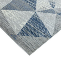 Block Blue Chequered Geometric Jute Backing Rug For Living Room Bedroom And Dining Room-80Cm X 150Cm - thumbnail 3