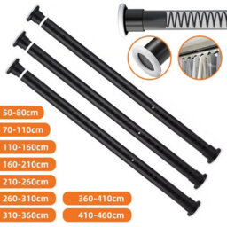 160-210Cm Telescopic Net Voile Tension Curtain Rail Pole Rod Rods Extendable Spring Loaded - thumbnail 4