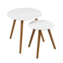 Orsina Round Nest Of 2 Tables, Gloss Finish Nesting Table, Versatile Coffee Tables, Small Tables For Living Room - thumbnail 1