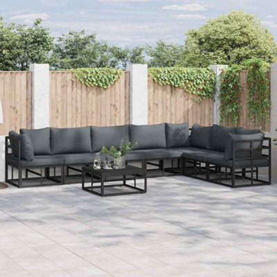 Berkfield Garden Sofa Set With Cushion 8 Pcs Black Aluminium - image 1