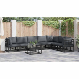 Berkfield Garden Sofa Set With Cushion 8 Pcs Black Aluminium - thumbnail 4