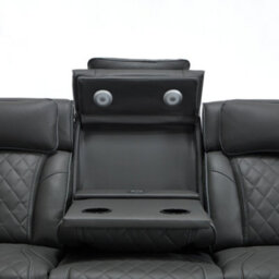 More4Homes Capri Electric Recliner 3 Seater Sofa (Charcoal) - Fold Down Drinks Tray, Wireless Charging, Air Leather, Led Lighting, Cupholders - thumbnail 4