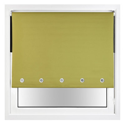 Furnished Thermal Blackout Roller Blinds With Round Eyelets & Metal Fittings - Green (W)50Cm (L)165Cm