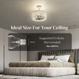 Homcom Semi Flush Mount Modern Crystal Chandelier Ceiling Light, Silver Tone - thumbnail 5