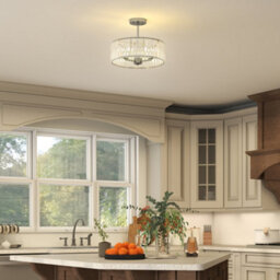 Homcom Semi Flush Mount Modern Crystal Chandelier Ceiling Light, Silver Tone - thumbnail 6