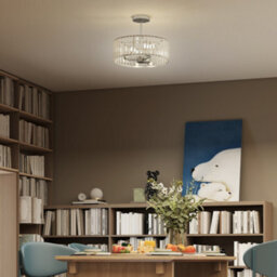 Homcom Semi Flush Mount Modern Crystal Chandelier Ceiling Light, Silver Tone - thumbnail 7
