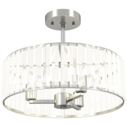 Homcom Semi Flush Mount Modern Crystal Chandelier Ceiling Light, Silver Tone - thumbnail 2