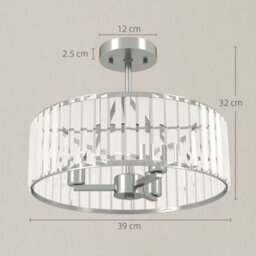 Homcom Semi Flush Mount Modern Crystal Chandelier Ceiling Light, Silver Tone - thumbnail 3