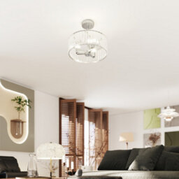Homcom Semi Flush Mount Modern Crystal Chandelier Ceiling Light, Silver Tone - thumbnail 9