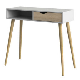 Wyld Haus Sapporo Console Table In White And Natural Oak With 1 Drawer And 1 Shelf - thumbnail 5
