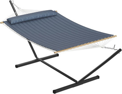 Outdoor Garden Hammock With Stand, Headrest, 2 Person, Black, (W)365Cm X (H)110Cm X (D)132Cm - image 1