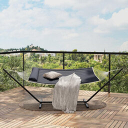 Outdoor Garden Hammock With Stand, Headrest, 2 Person, Black, (W)365Cm X (H)110Cm X (D)132Cm - thumbnail 3