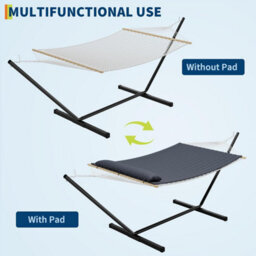Outdoor Garden Hammock With Stand, Headrest, 2 Person, Black, (W)365Cm X (H)110Cm X (D)132Cm - thumbnail 4
