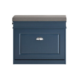 Sobuy Shoe Cabinet With Flip Drawer And Seat Cushion 24.0X9.4X20.5 Inch Load Capacity 150Kg - Dark Blue