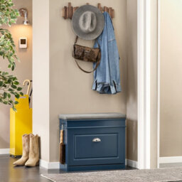 Sobuy Shoe Cabinet With Flip Drawer And Seat 24X9.4X20.5 Inch Load Capacity 150 Kg Fsr82-K - Dark Blue - thumbnail 9