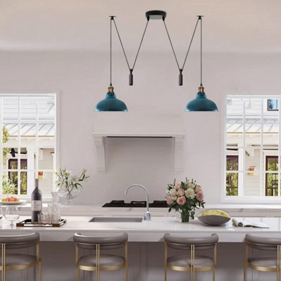 2 Head Pendant Spider Light Metal Ceiling Fixture - Cyan Blue - image 1