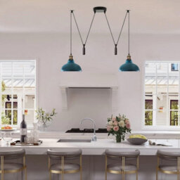 2 Head Pendant Spider Light Metal Ceiling Fixture - Cyan Blue - thumbnail 1