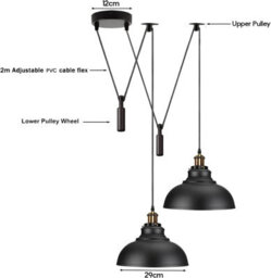 2 Head Pendant Spider Light Metal Ceiling Fixture - Cyan Blue - thumbnail 2