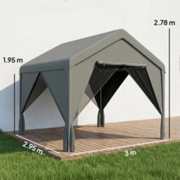 Outsunny 3 X 3 M Outdoor Patio Gazebo With Netting And Curtains, Dark Grey - thumbnail 3
