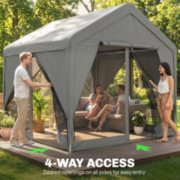 Outsunny 3 X 3 M Outdoor Patio Gazebo With Netting And Curtains, Dark Grey - thumbnail 6