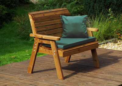 Charles Taylor Trading Traditional Two Seater Bench With Green Cushions - Fully Assembled W118 X D74 X H98 - image 1