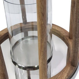 Tall Mango Wood And Glass Lantern Candle Holder Ornament And Home Accessory In Nickel Plated Natural 54Cm Height - thumbnail 3