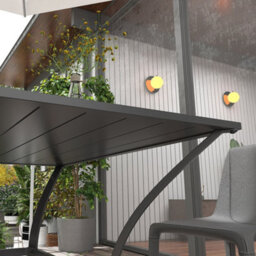 Outsunny Garden Table With Parasol Hole For Four, Slatted Metal Plate Top Grey - thumbnail 8