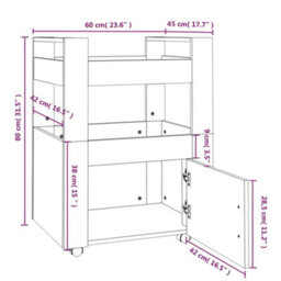 Walplus Kitchen Trolley Sonoma Oak 60X45X80 Cm Engineered Wood - thumbnail 9