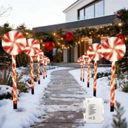 Shatchi 72 Led Outdoor Red Lollipop Candy Cane Set Of 4 - Battery Operated, 8 Modes, Timer, 63Cm - thumbnail 1
