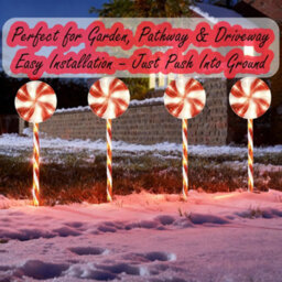 Shatchi 72 Led Outdoor Red Lollipop Candy Cane Set Of 4 - Battery Operated, 8 Modes, Timer, 63Cm - thumbnail 5