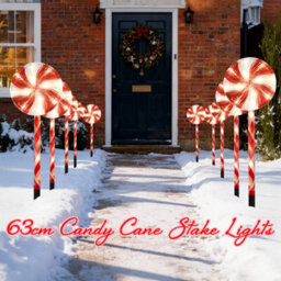 Shatchi 72 Led Outdoor Red Lollipop Candy Cane Set Of 4 - Battery Operated, 8 Modes, Timer, 63Cm - thumbnail 4
