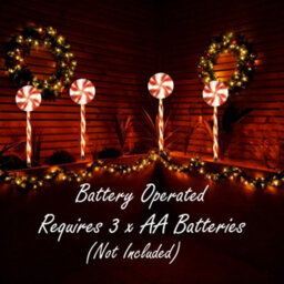 Shatchi 72 Led Outdoor Red Lollipop Candy Cane Set Of 4 - Battery Operated, 8 Modes, Timer, 63Cm - thumbnail 6
