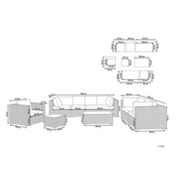Beliani Garden Lounge Set With Table 8 Seater Maestro Modular Pe Rattan Light Brown - thumbnail 3