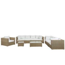 Beliani Garden Lounge Set With Table 8 Seater Maestro Modular Pe Rattan Light Brown - thumbnail 1