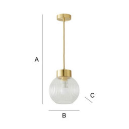 Valuelights Maddison Ribbed Glass Shade Brushed Gold Capped Ceiling Pendant Light - thumbnail 8