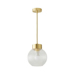 Valuelights Maddison Ribbed Glass Shade Brushed Gold Capped Ceiling Pendant Light - thumbnail 6
