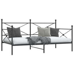 Berkfield Day Bed Without Mattress Black 100X190 Cm Steel - thumbnail 4