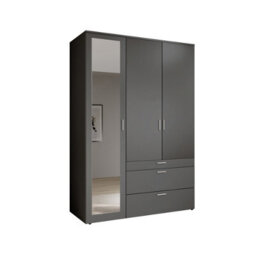 Arte Sophisticated Vesala 3 Hinged Door Wardrobe With Mirror 1350mm X 1950mm X 560mm - Graphite Finish - thumbnail 2