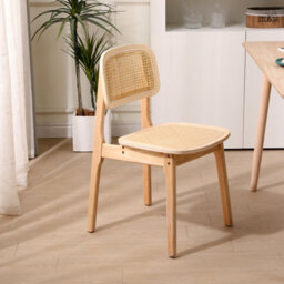 Nordlys Set Of 2 Wood And Natural Rattan Dining Chairs Exotic Boho Dining Room - thumbnail 4