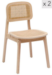 Nordlys Set Of 2 Wood And Natural Rattan Dining Chairs Exotic Boho Dining Room - thumbnail 2