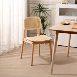 Nordlys Set Of 2 Wood And Natural Rattan Dining Chairs Exotic Boho Dining Room - thumbnail 3