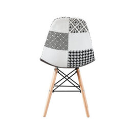 Life Interiors Set Of 4 Black/white Patchwork Modern Dining Chairs With Wooden Legs & Black Metal Wire Frame - thumbnail 5