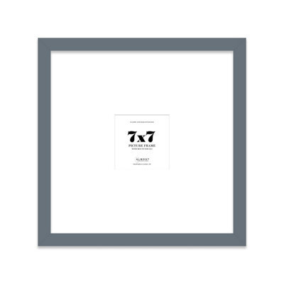 "7X7"" Grey Picture Frame - 7X7"" Square Frame With 3X3"" Mount For 7X7""/3X3"" Pictures Moderrn Style Thin Edge, 1 Pack" - image 1