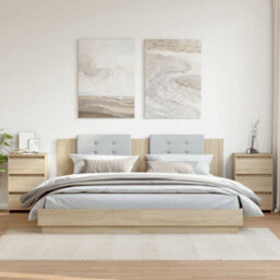 Berkfield Durable Bed Cabinets 2 Pcs Sonoma Oak 40X35X62.5 Cm Engineered Wood - thumbnail 2