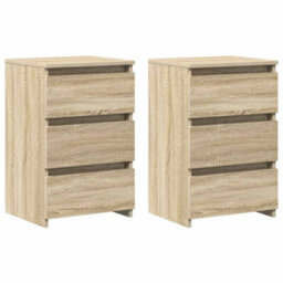 Berkfield Durable Bed Cabinets 2 Pcs Sonoma Oak 40X35X62.5 Cm Engineered Wood - thumbnail 1