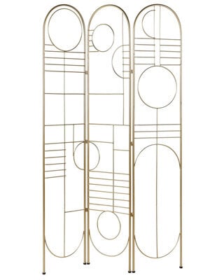 Beliani Gold Metal 3-Panel Room Divider With Geometric Design, 1700mm H, 1000mm W - image 1