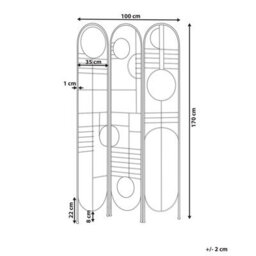 Beliani Gold Metal 3-Panel Room Divider With Geometric Design, 1700mm H, 1000mm W - thumbnail 3