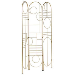 Beliani Gold Metal 3-Panel Room Divider With Geometric Design, 1700mm H, 1000mm W - thumbnail 4