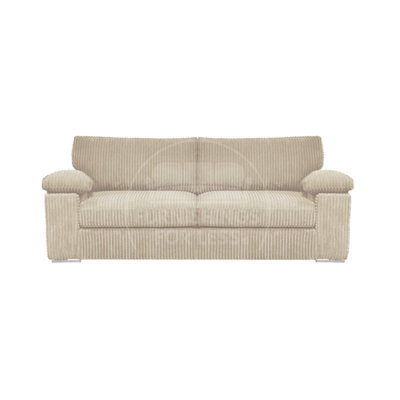 Furnishings For Less UK Delta Large Fabric 3 Seater Sofa  Padded Arms Jumbo Cord Cream